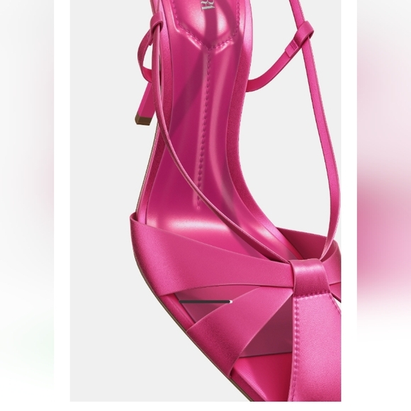 Zara Satin Effect Pink Strappy Heels Sz-10 - Picture 4 of 12